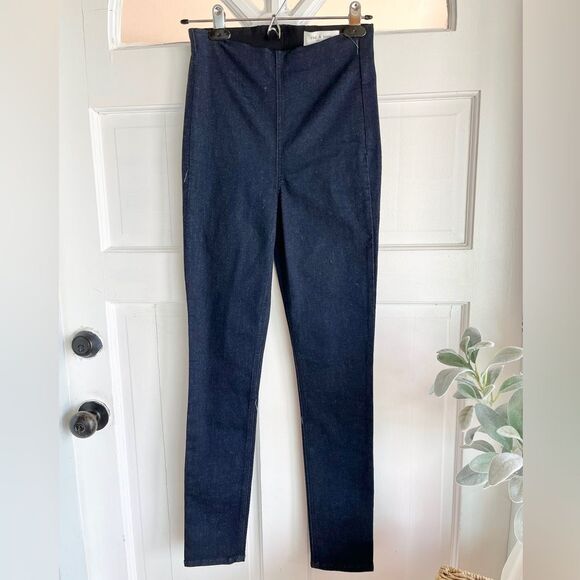 Rag & bone high waisted raw hem elastic waist blue pocket skinny jean jeggings - Picture 1 of 5
